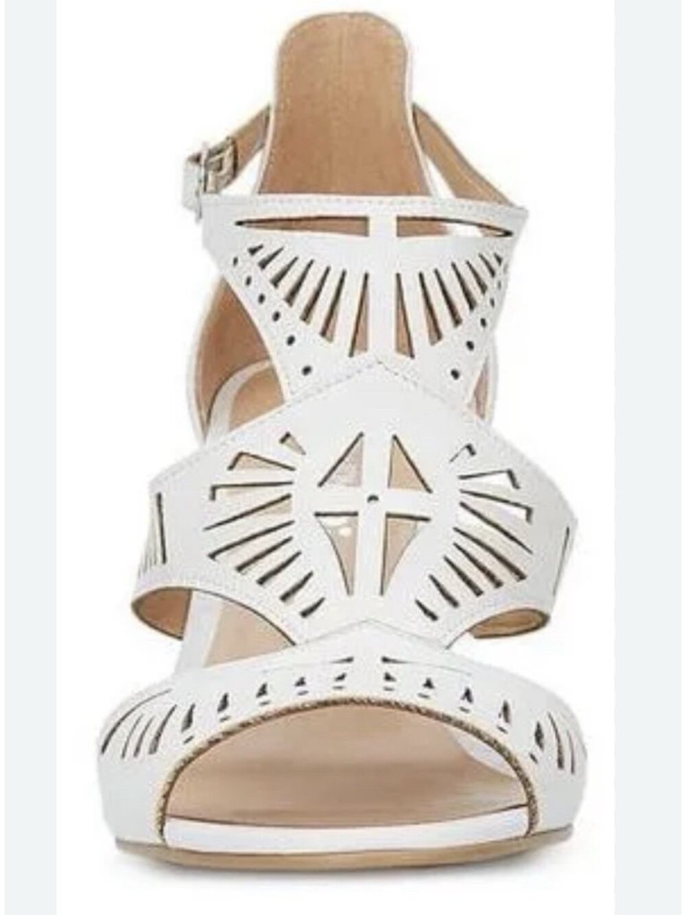 Andrea. White Cutout Heeled Sandals Womens 5.5 Slingback Peep Toe Dress Shoes